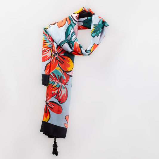 Eșarfă comodă cu imprimeu floral delicios, 180 x 90 cm