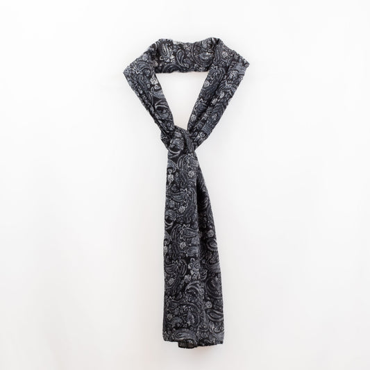 Eșarfă comodă cu imprimeu paisley, 185 x 80 cm - Negru Alb
