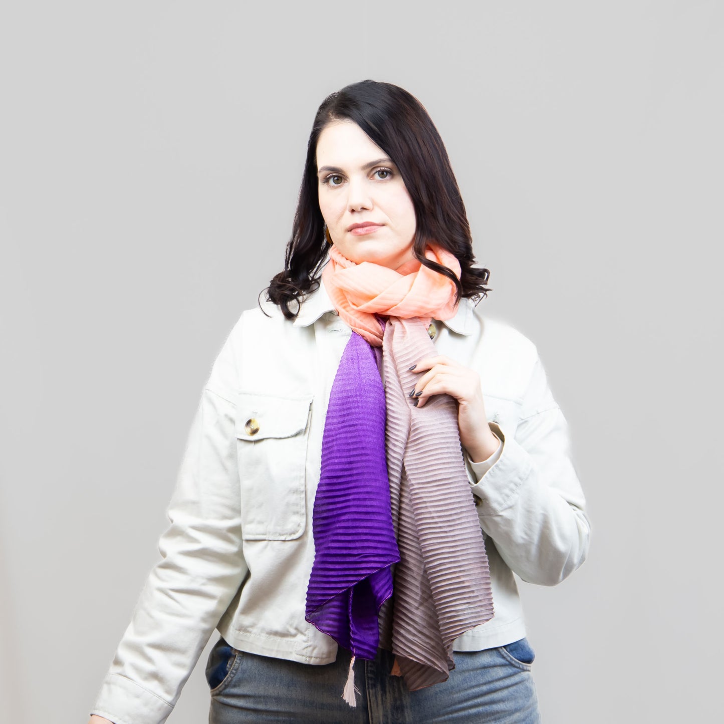 Eșarfă comodă și aerată cu degrade multicolor, 205 x 70 cm - I'M Just A Girl