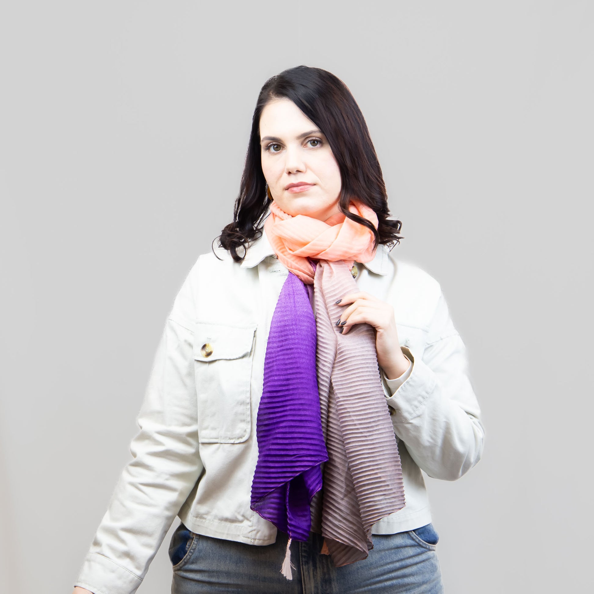 Eșarfă comodă și aerată cu degrade multicolor, 205 x 70 cm - I'M Just A Girl