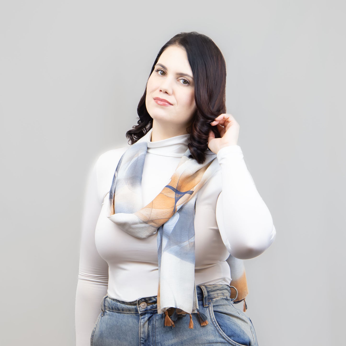 Eșarfă comodă și aerată cu forme gen urme de pensulă, 180 x 85 cm - City Break Vibes