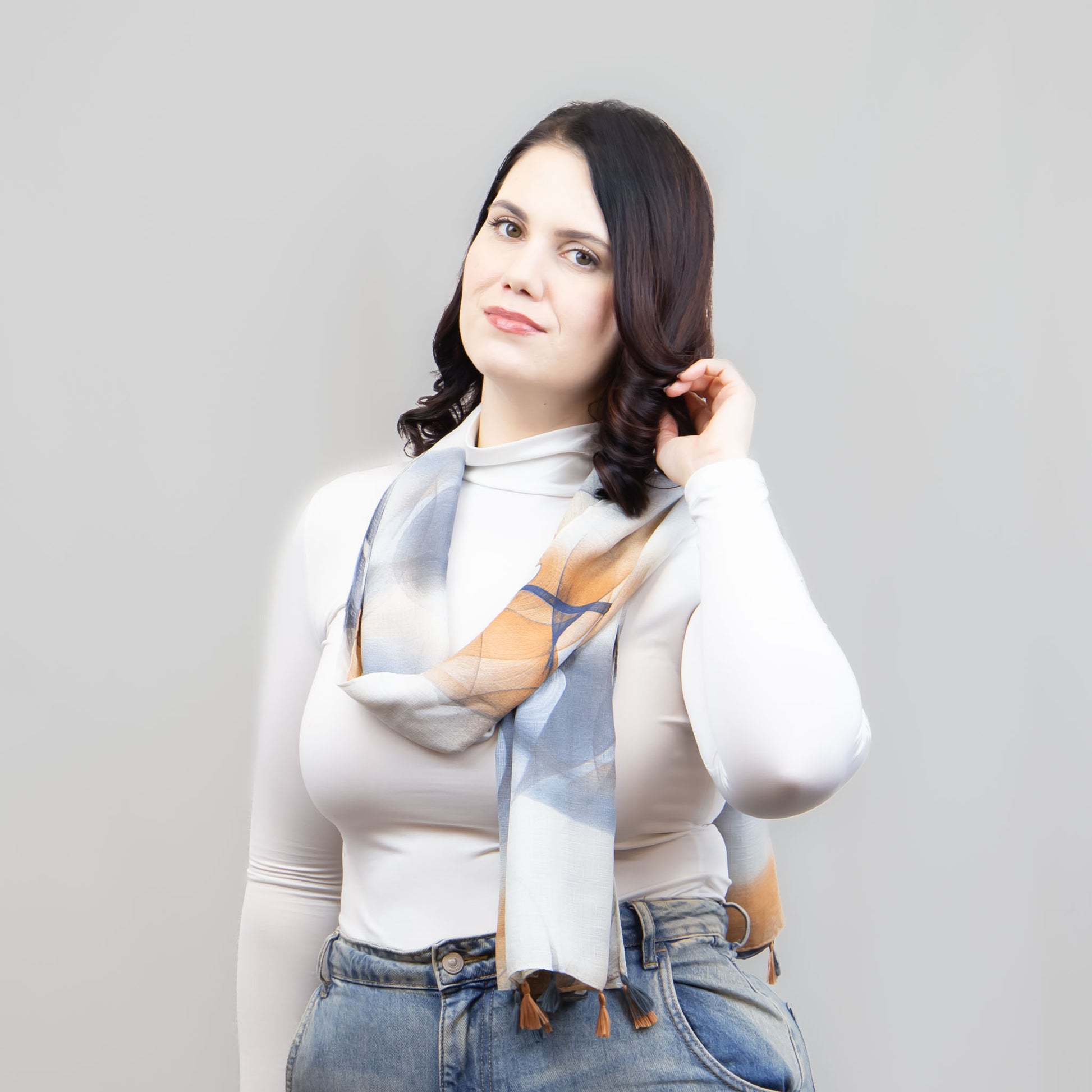 Eșarfă comodă și aerată cu forme gen urme de pensulă, 180 x 85 cm - City Break Vibes