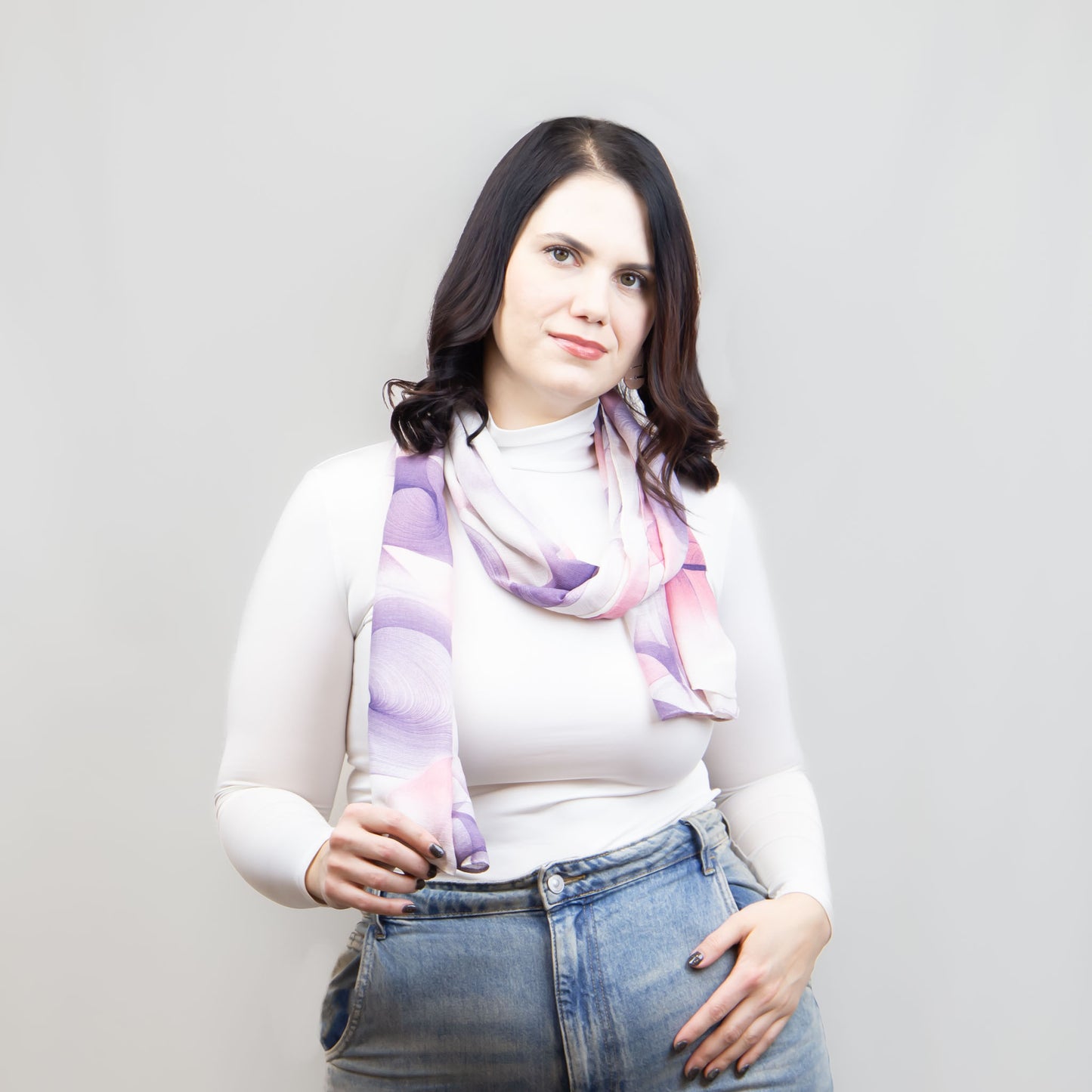 Eșarfă comodă și aerată cu forme gen urme de pensulă, 180 x 85 cm - Girly Vibes