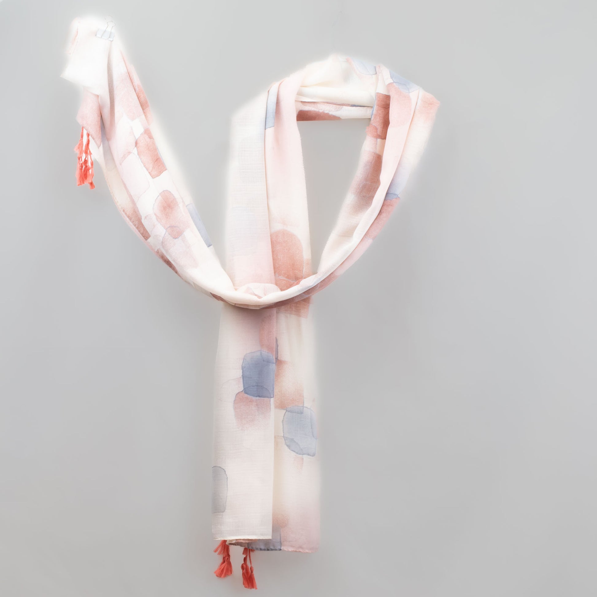 Eșarfă comodă și aerată cu imprimeu mozaic abstract, 180 x 85 cm - Cărămiziu