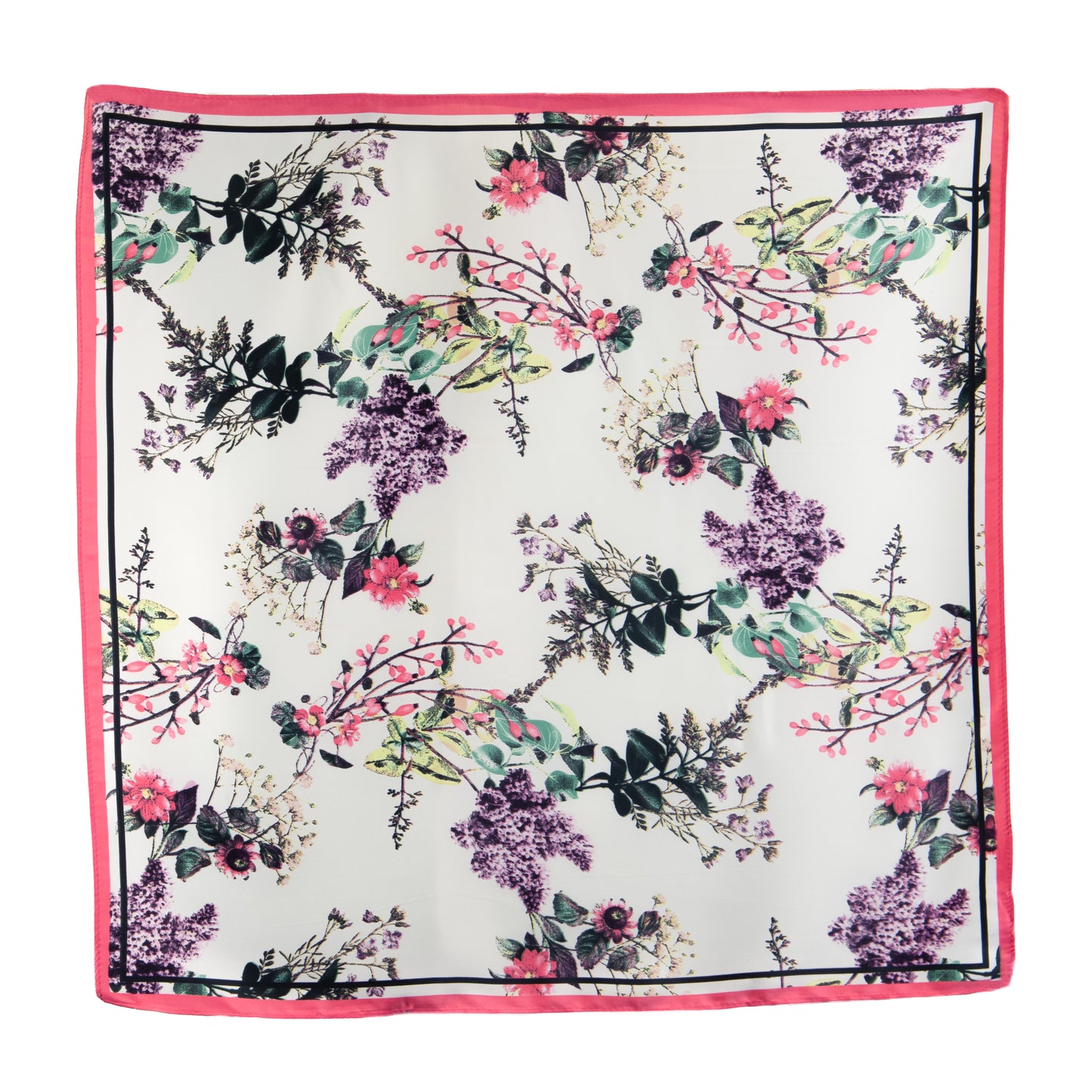 Eșarfă comodă și aerată cu motive florale elegante, 61 x 61 cm - Roz