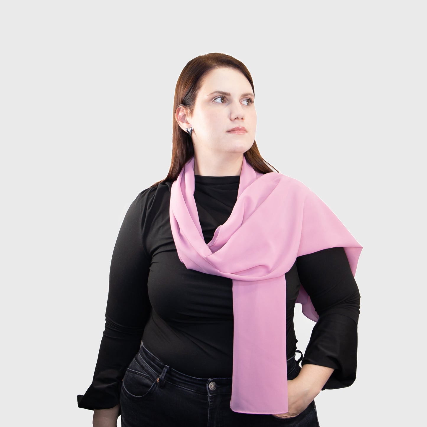 Eșarfă damă aerată, model Delicat, 175 x 65 cm - Roz