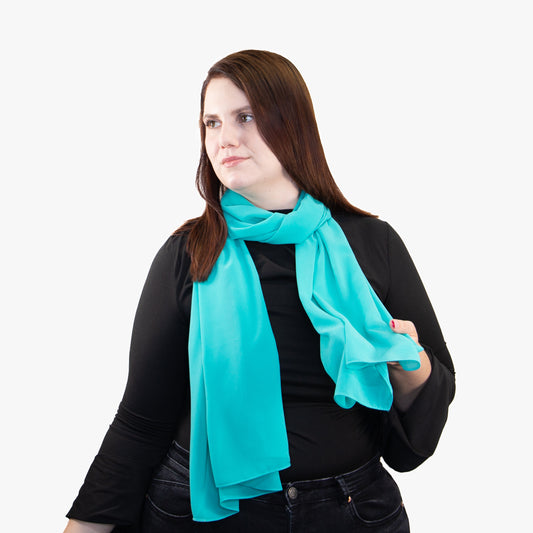 Eșarfă damă aerată, model Delicat, 175 x 65 cm - Turcoaz