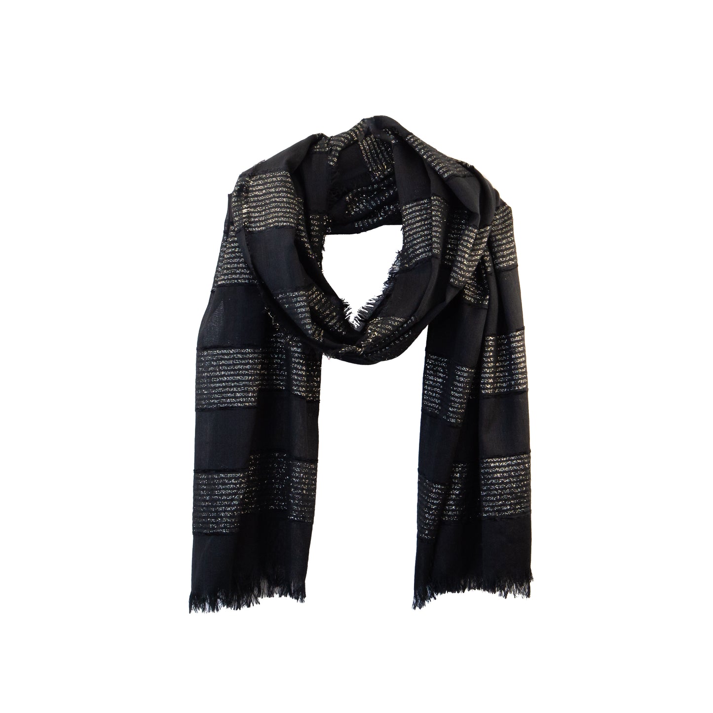 Eșarfă damă comodă cu fire strălucitoare, Luminis, 200 x 80 cm - Negru