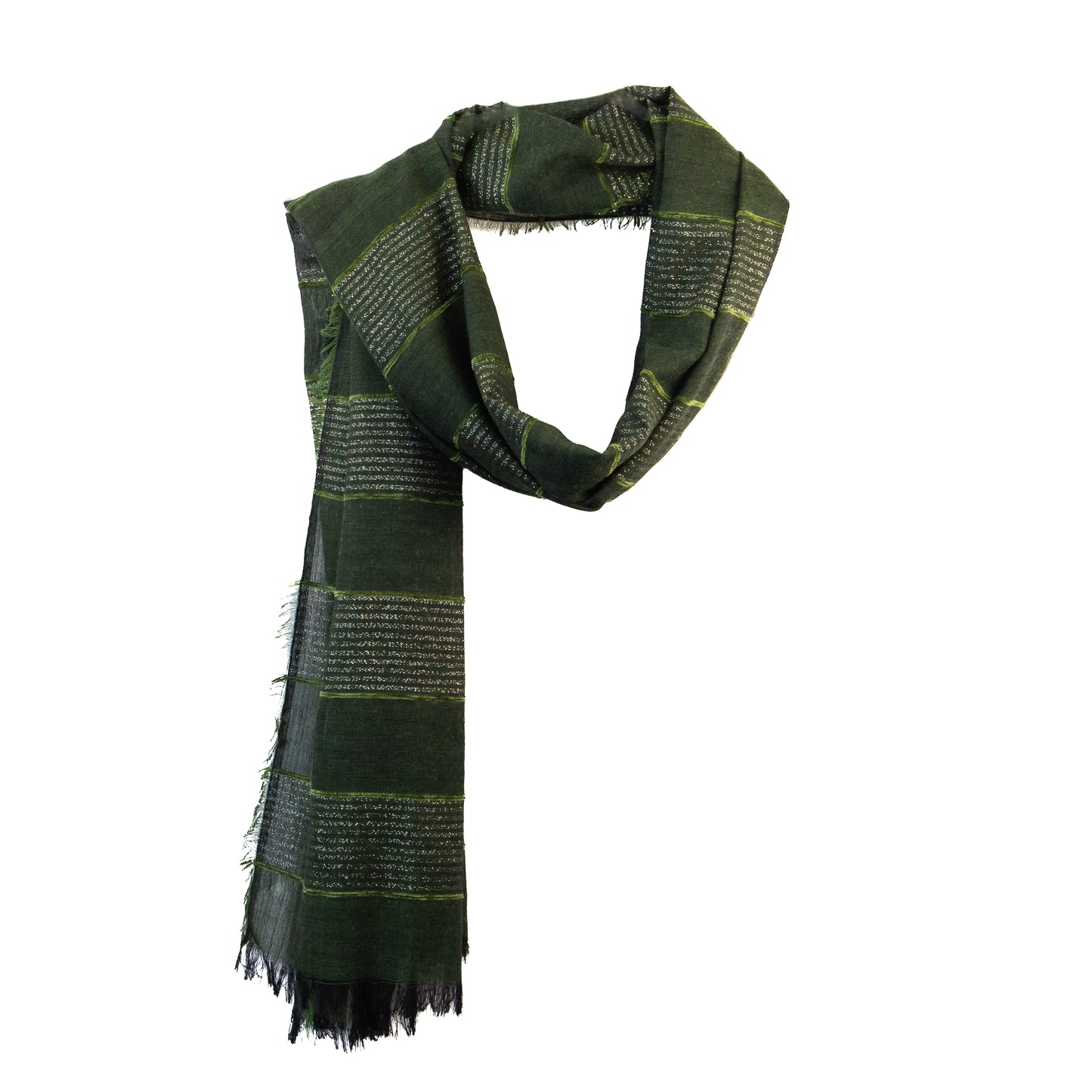 Eșarfă damă comodă cu fire strălucitoare, Luminis, 200 x 80 cm - Verde