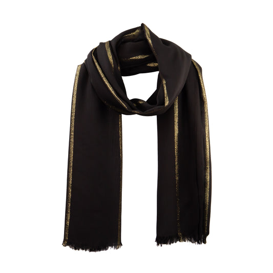 Eșarfă damă comodă cu fire strălucitoare, Stella, 183 x 95 cm - Negru