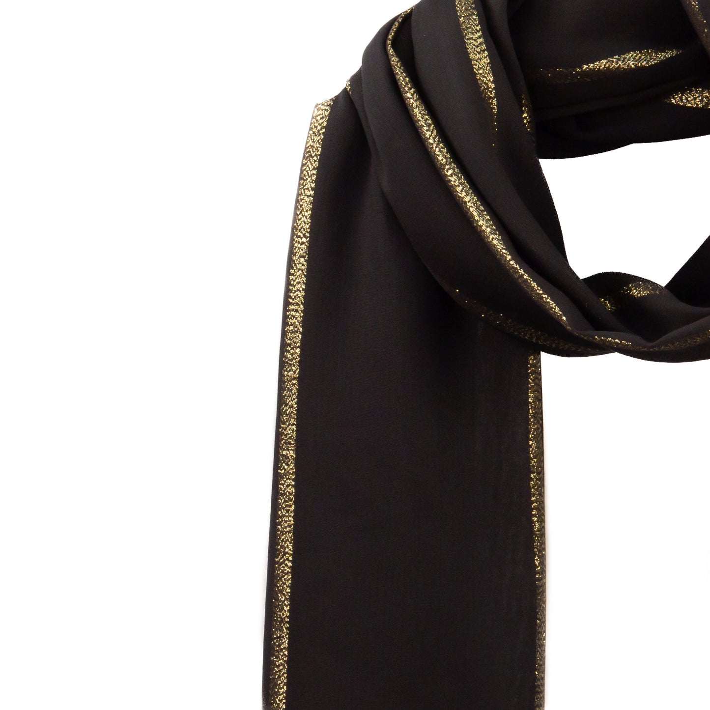 Eșarfă damă comodă cu fire strălucitoare, Stella, 183 x 95 cm - Negru