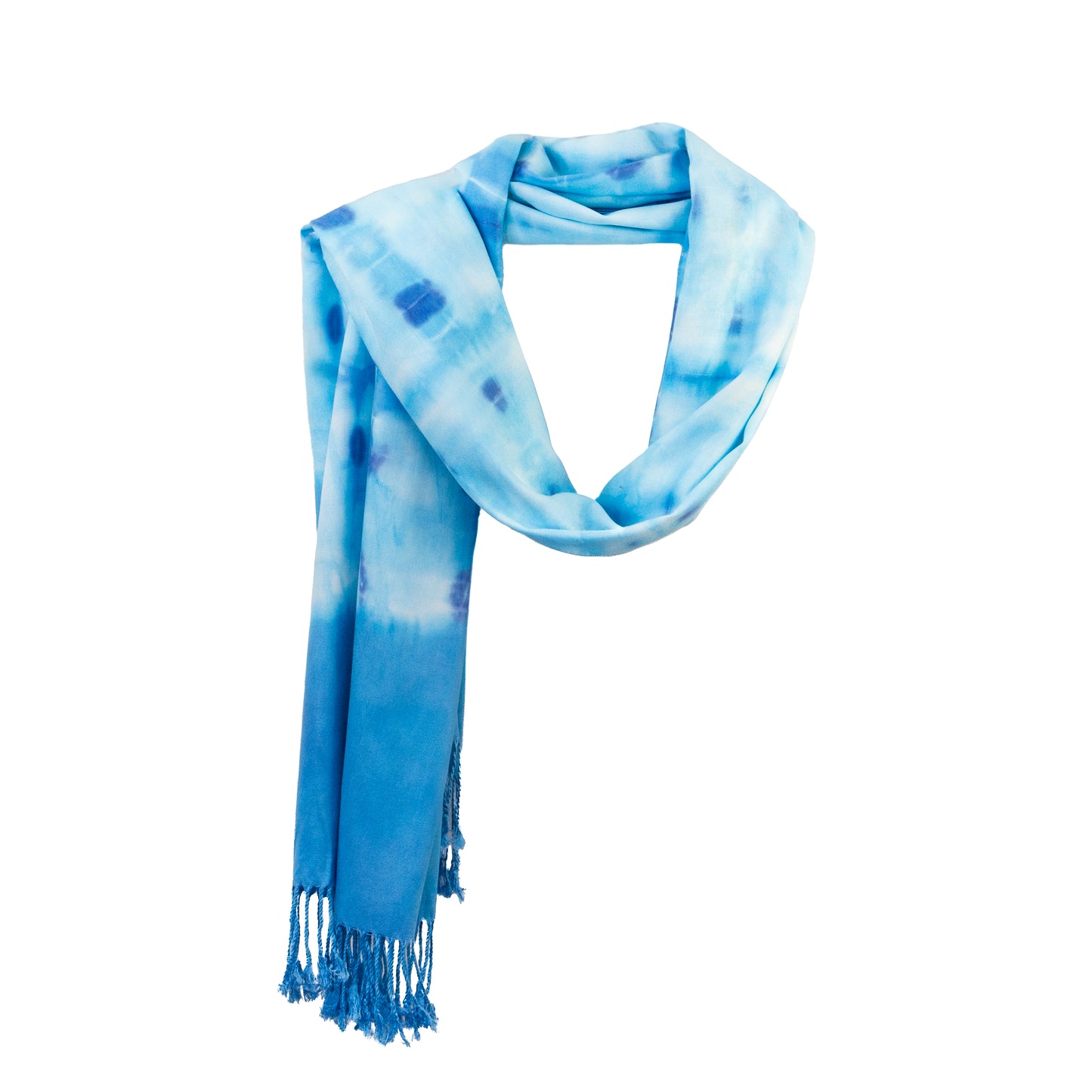 Eșarfă damă comodă, imprimeu tie-dye, 185 x 70 cm - Albastru