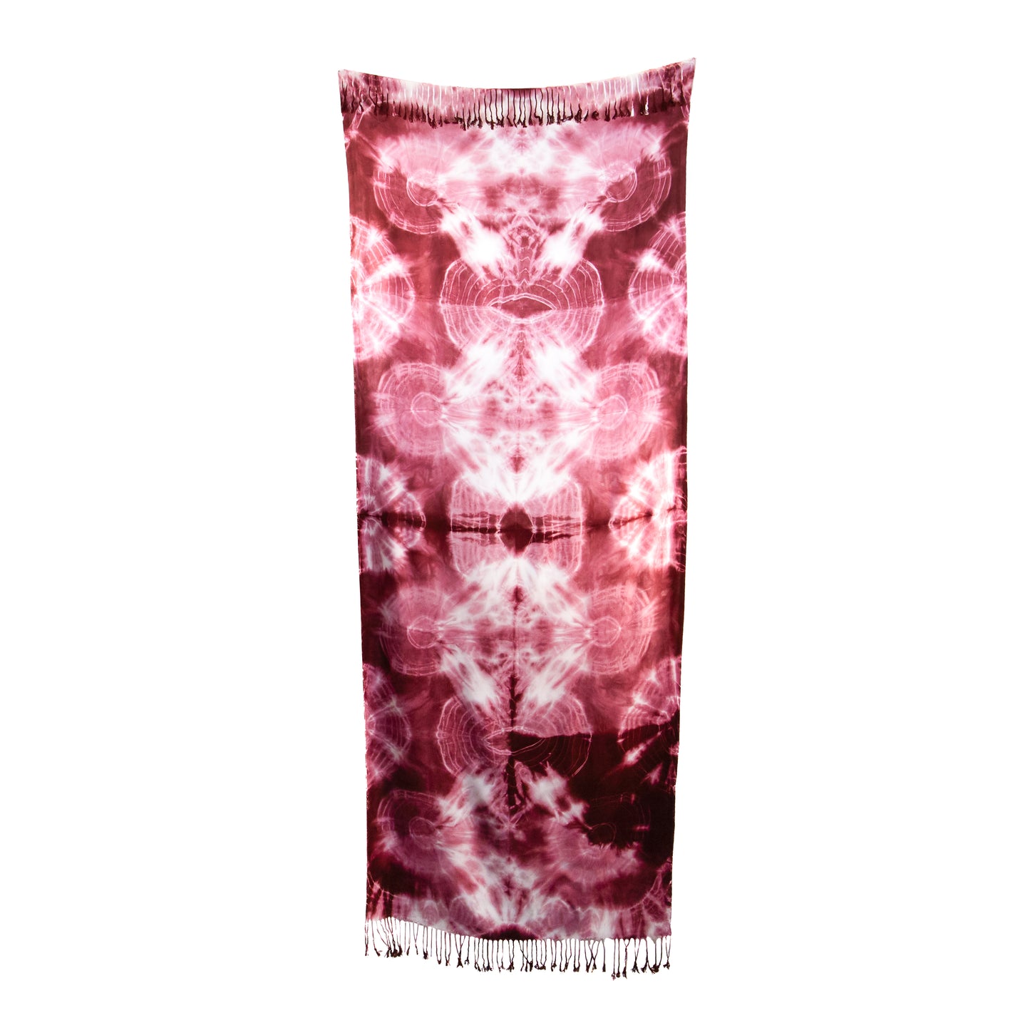 Eșarfă damă comodă, imprimeu tie-dye, 185 x 70 cm - Bordo