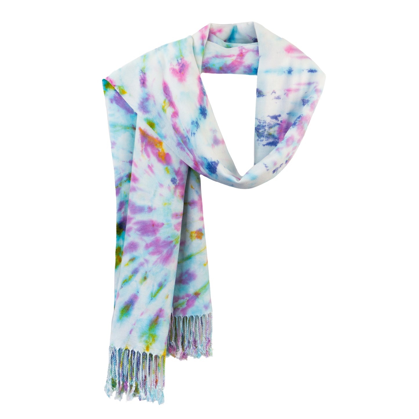 Eșarfă damă comodă, imprimeu tie-dye, 185 x 70 cm - Multicolor