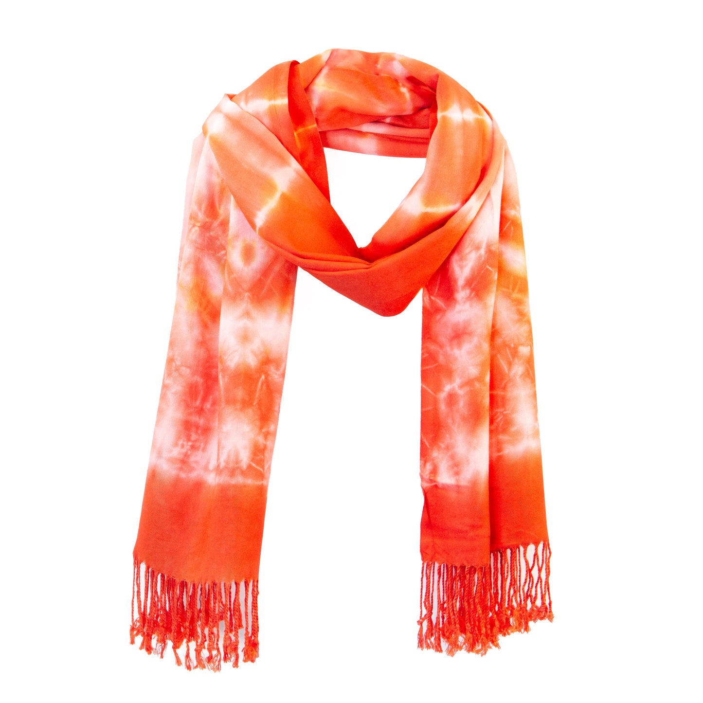 Eșarfă damă comodă, imprimeu tie-dye, 185 x 70 cm - Roșu