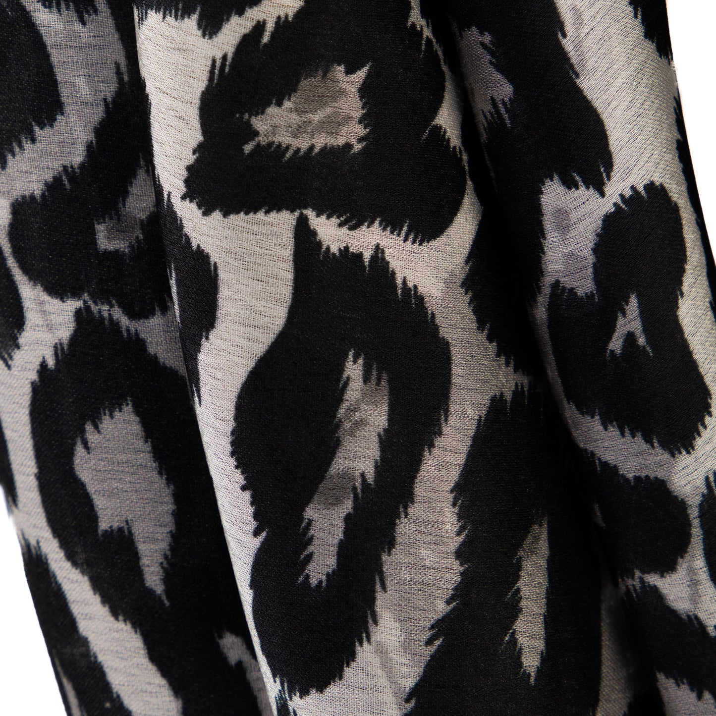 Eșarfă damă cu efect de mătase, animal print, 185 x 90 cm - Negru, Alb