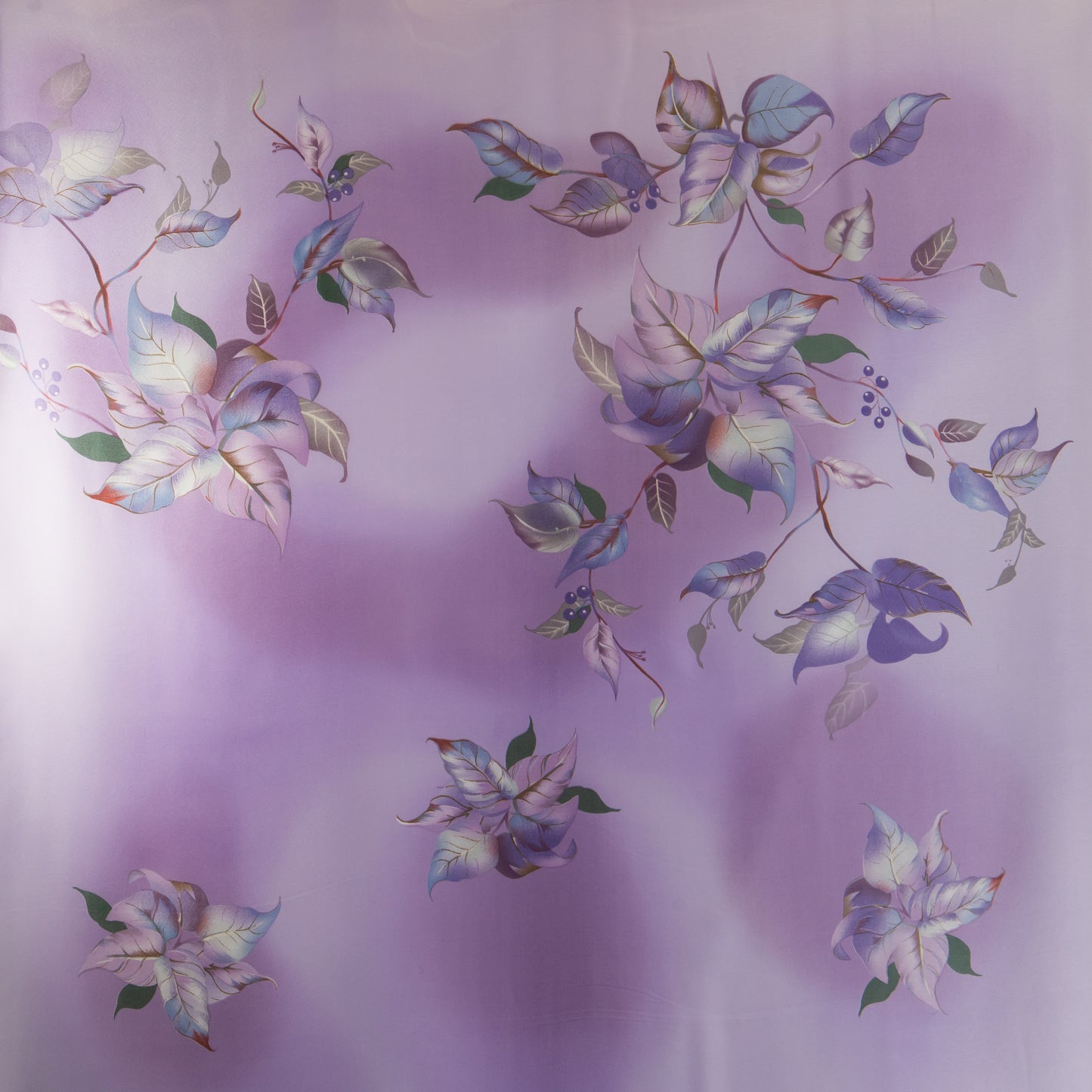 Eșarfă damă cu efect de mătase cu motive botanice, 180 x 60 cm - Mov