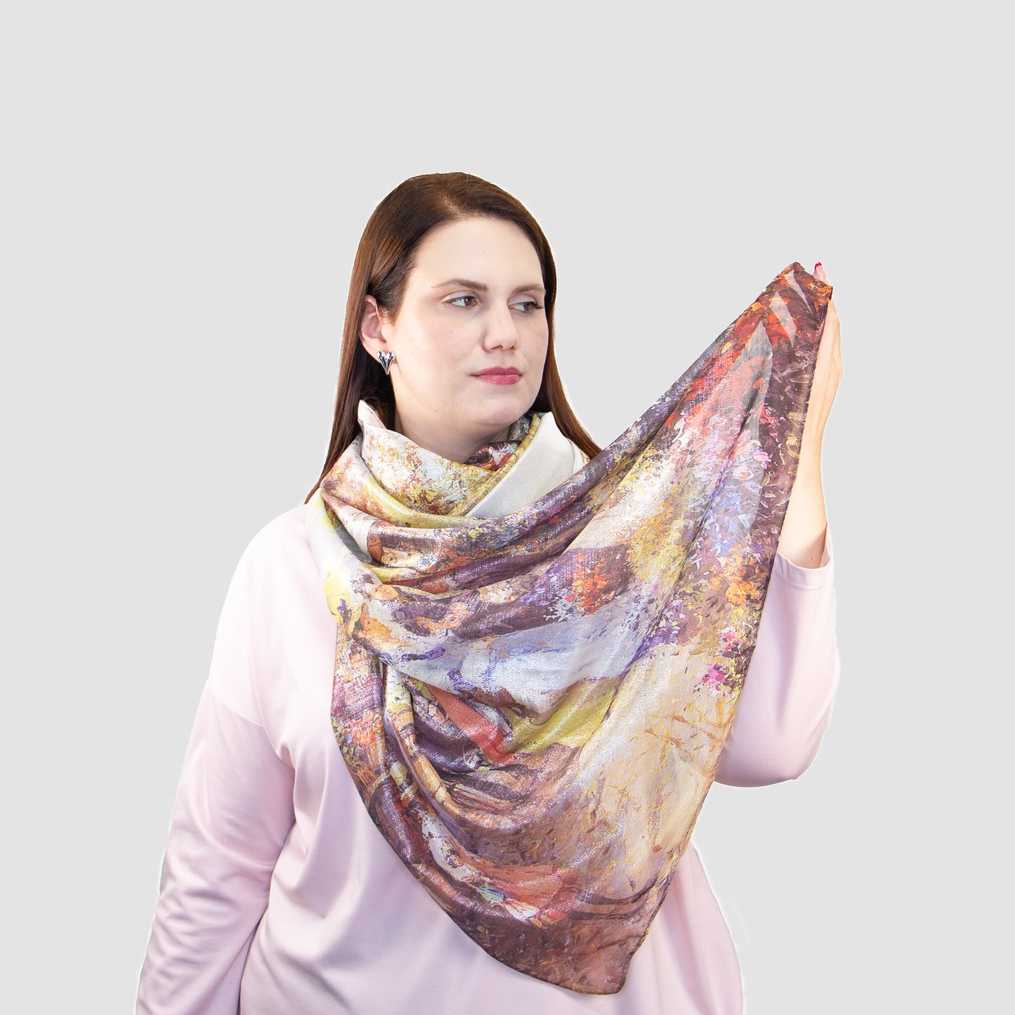 Eșarfă damă cu fire strălucitoare, eleganță de epocă, 182 x 70 cm - Maro, Galben