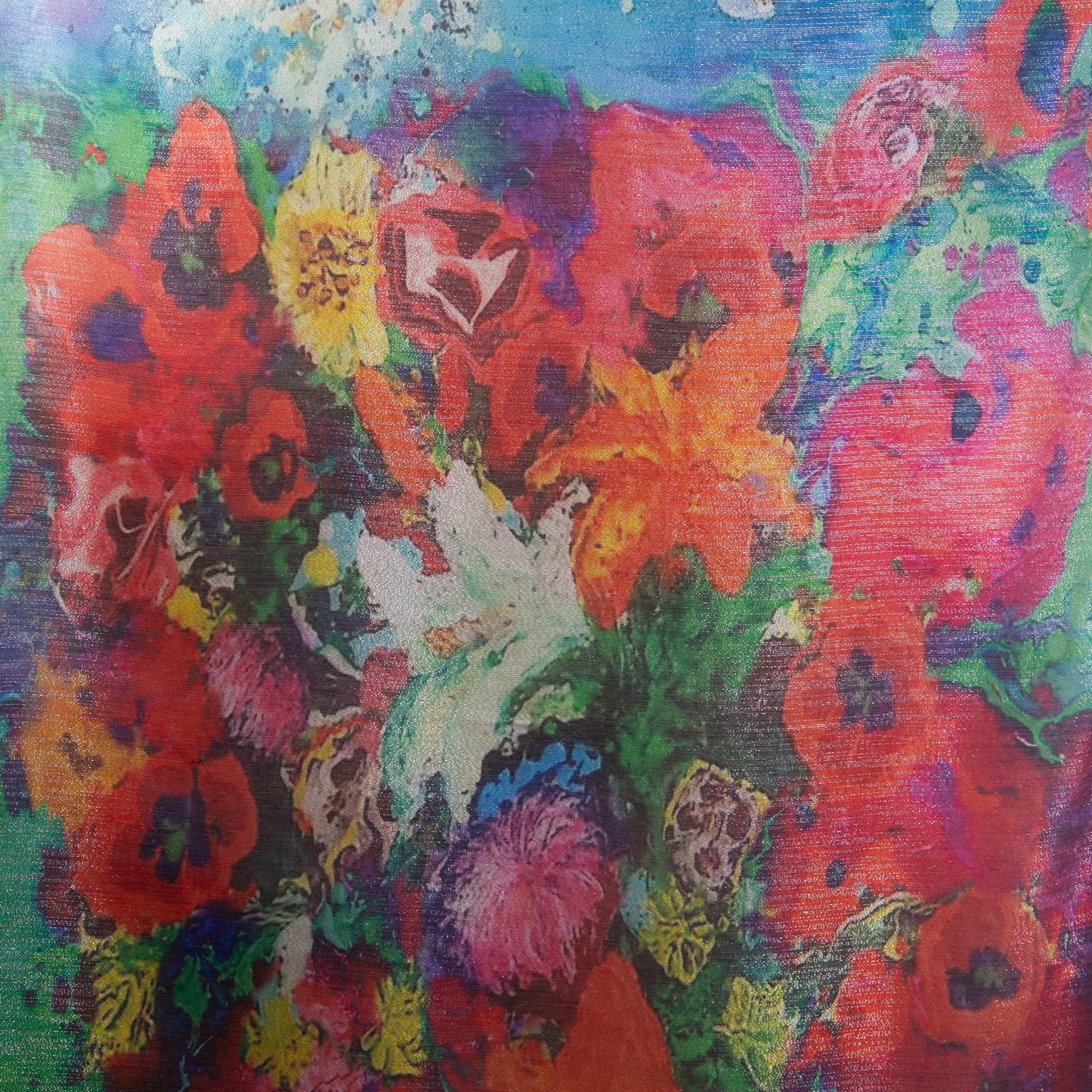 Eșarfă damă cu fire strălucitoare, imprimeu flori multicolor, 182 x 70 cm