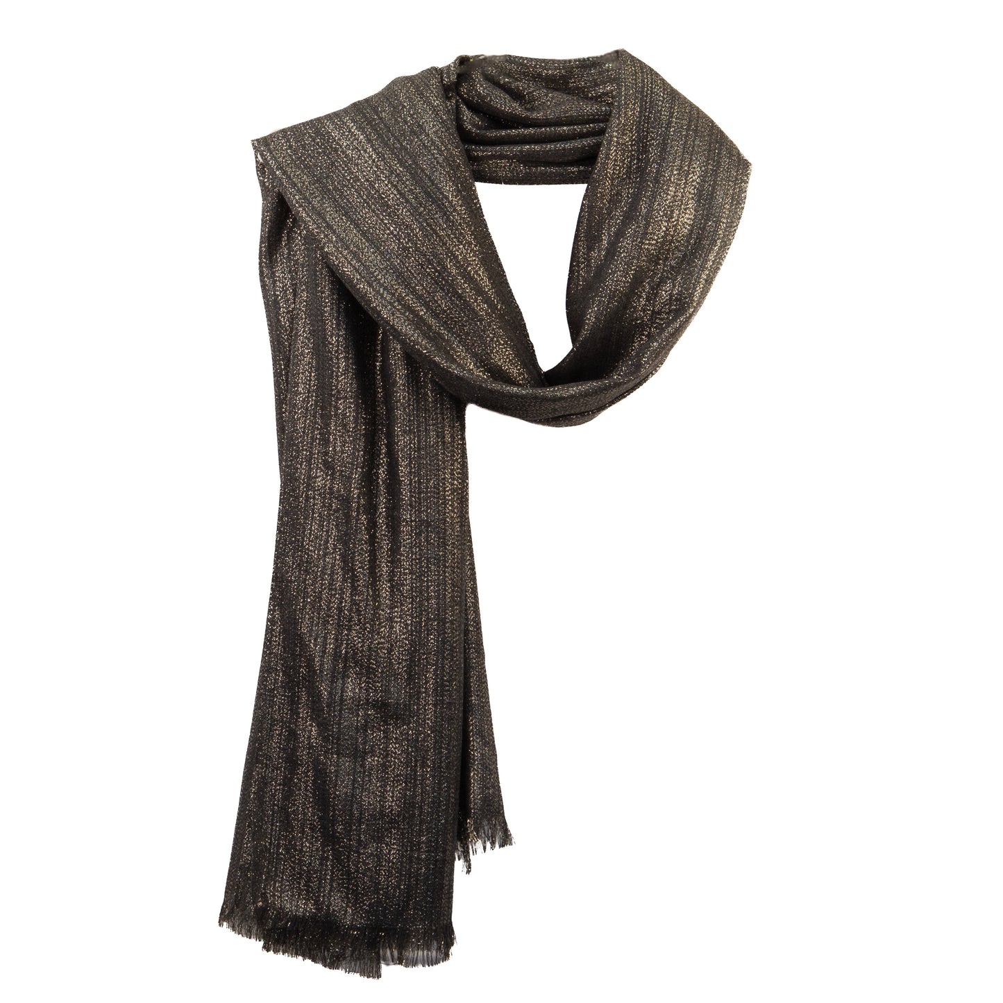 Eșarfă damă cu fire strălucitoare, Orion, 205 x 100 cm - Negru, Auriu