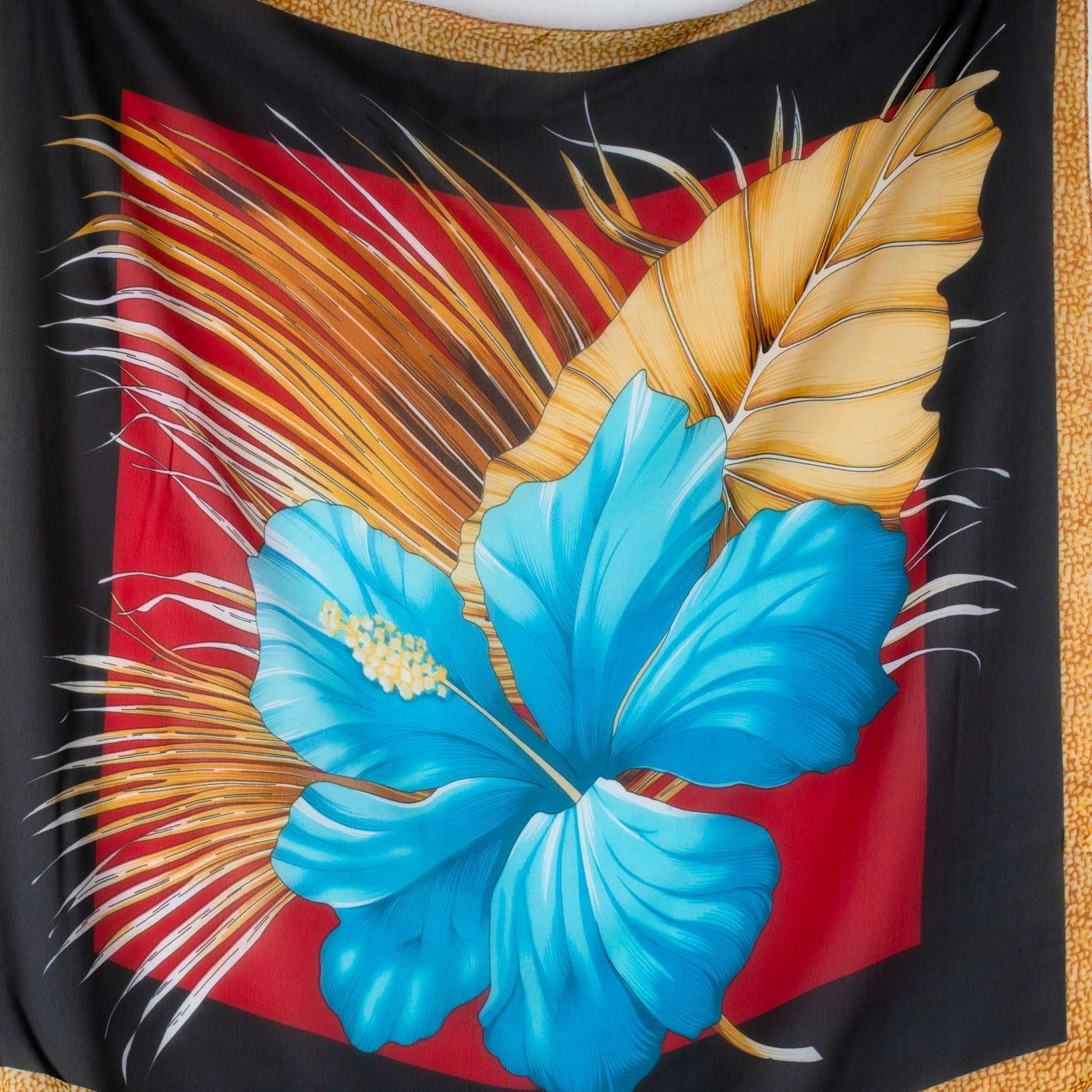 Eșarfă damă din mătase cu imprimeu big jungle, 65 x 65 cm - Red Vibes