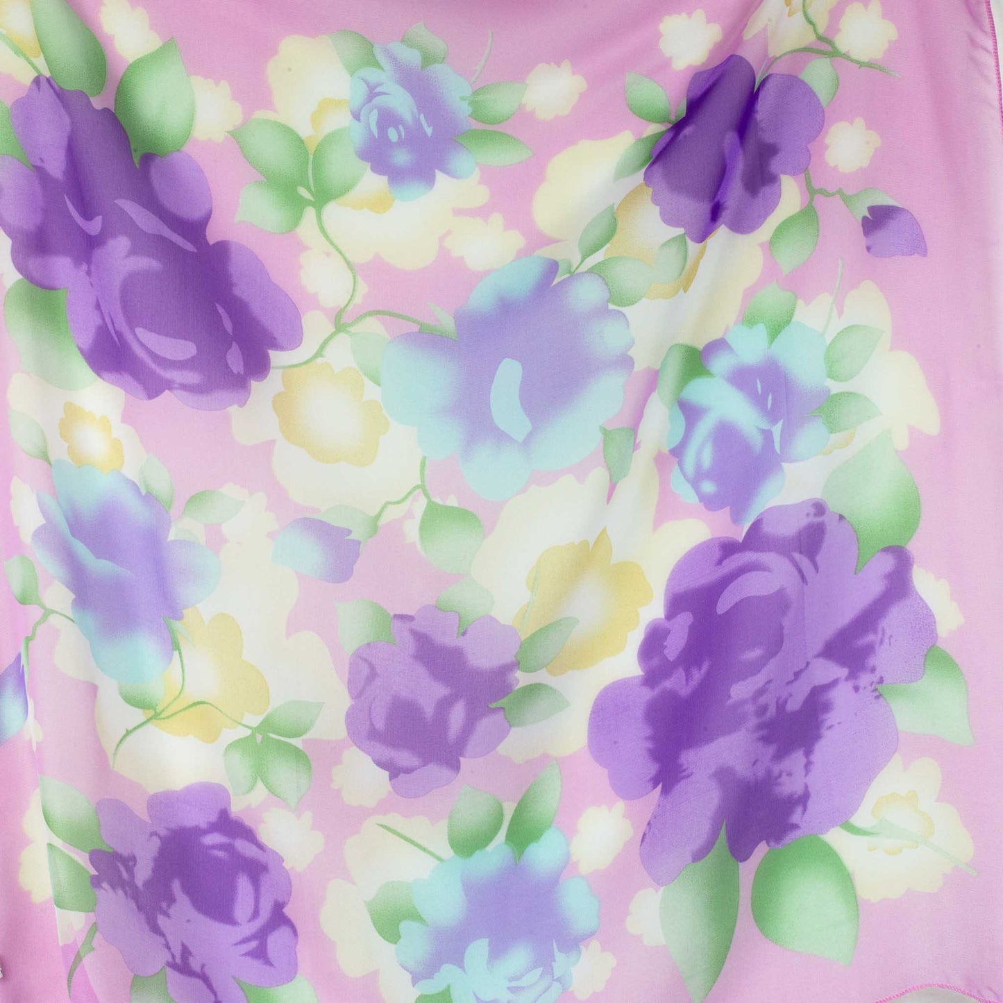 Eșarfă damă din mătase cu imprimeu floral , aspect pictat, 65 x 65 cm - Roz, Mov