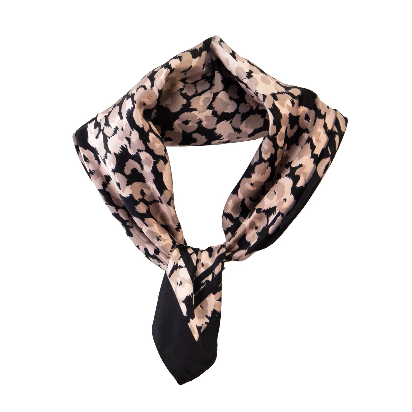 Eșarfă damă din satin, imprimeu animal print chic, 56 x 56 cm - Maro