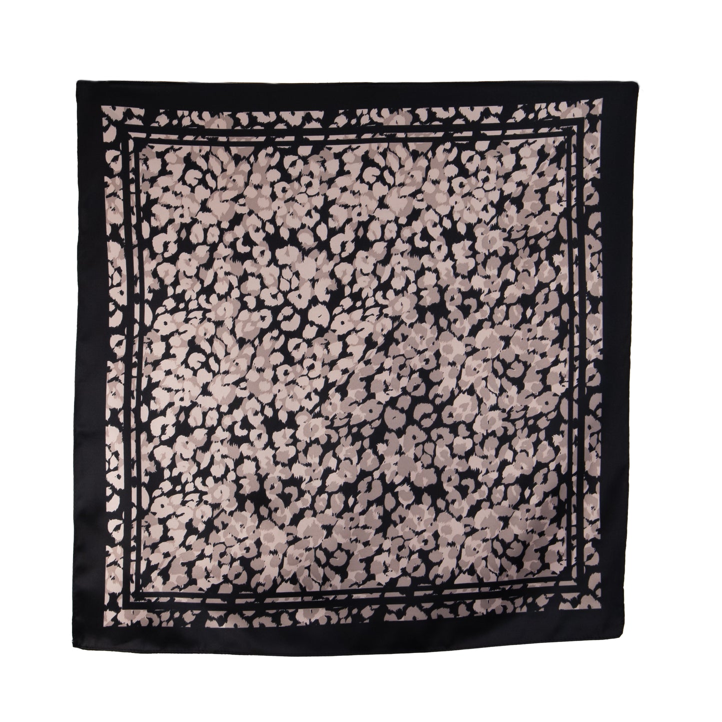 Eșarfă damă din satin, imprimeu animal print chic, 56 x 56 cm - Maro