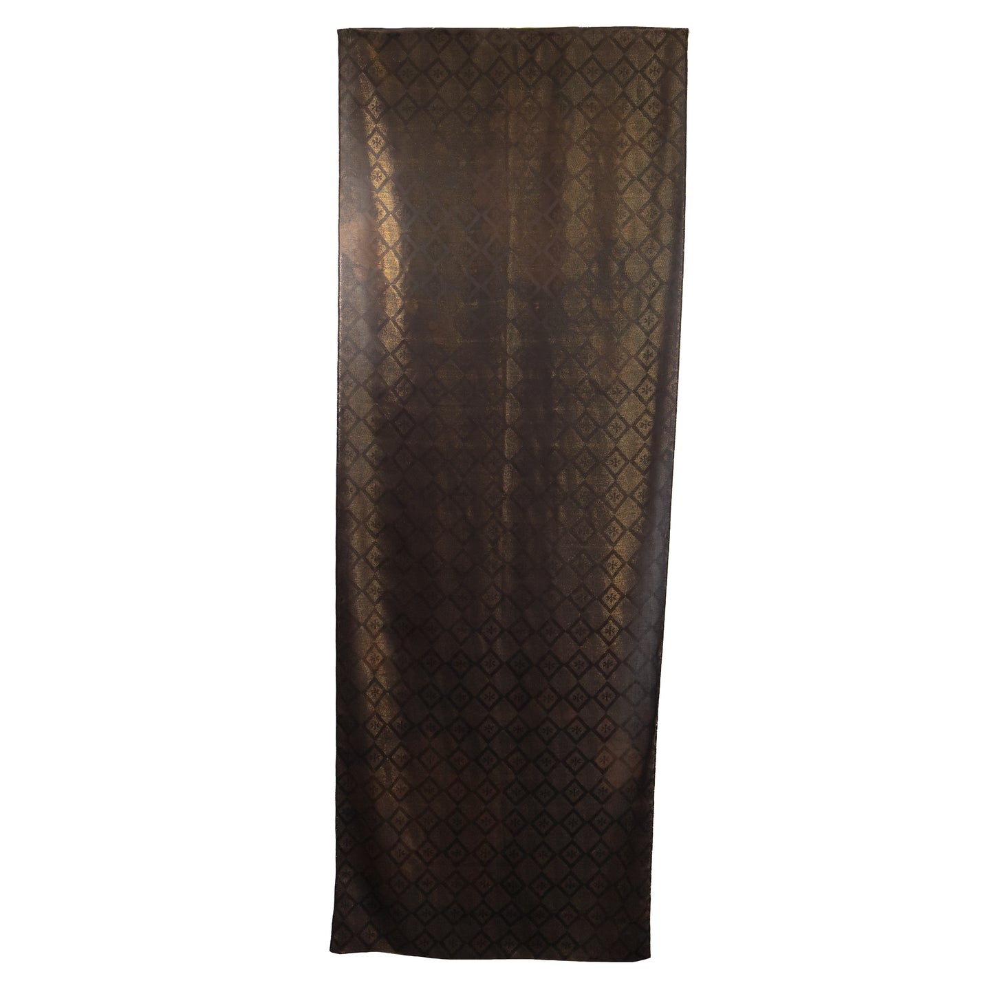 Eșarfă damă imprimeu față-verso cu fire strălucitoare, flori romantice și model geometric, 185 x 66 cm - Maro, Albastru