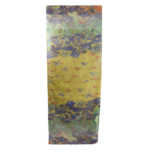Eșarfă damă, imprimeu flori romantice, 185 x 70 cm - Albastru Galben