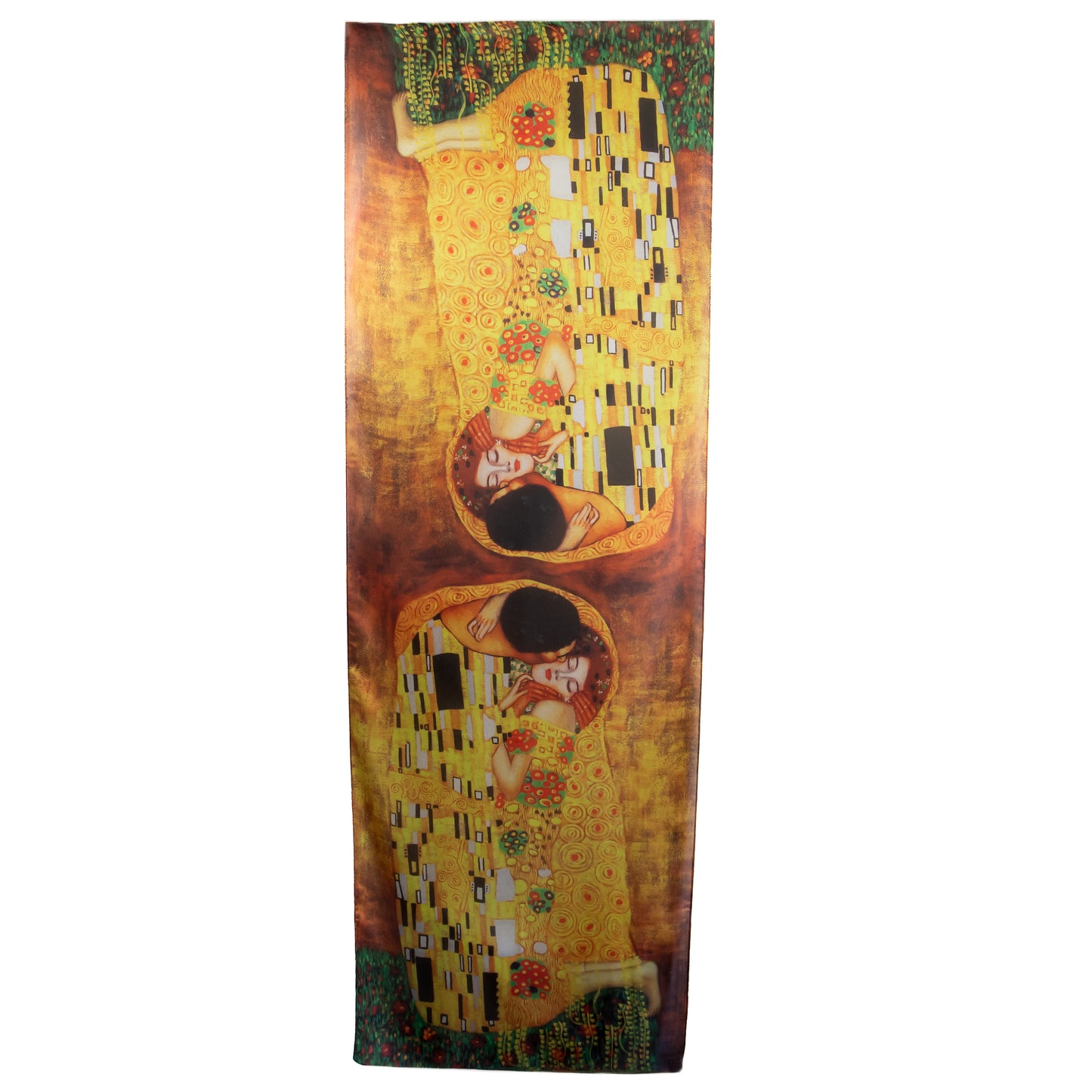 Eșarfă fină cu efect de mătase, cuplu romantic, 195 x 85 cm - Maro, Galben