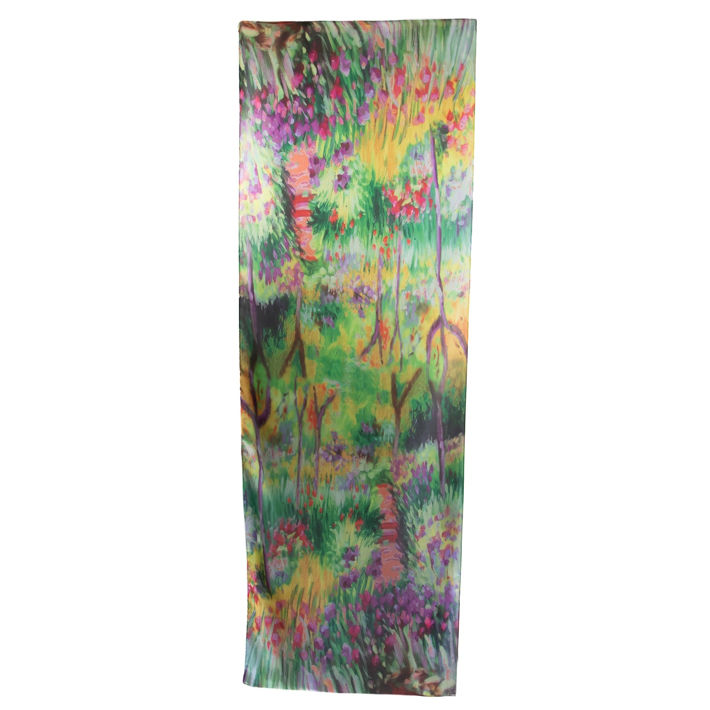 Eșarfă fină cu efect de mătase, grădină inflorită, 194 x 65 cm - Multicolor
