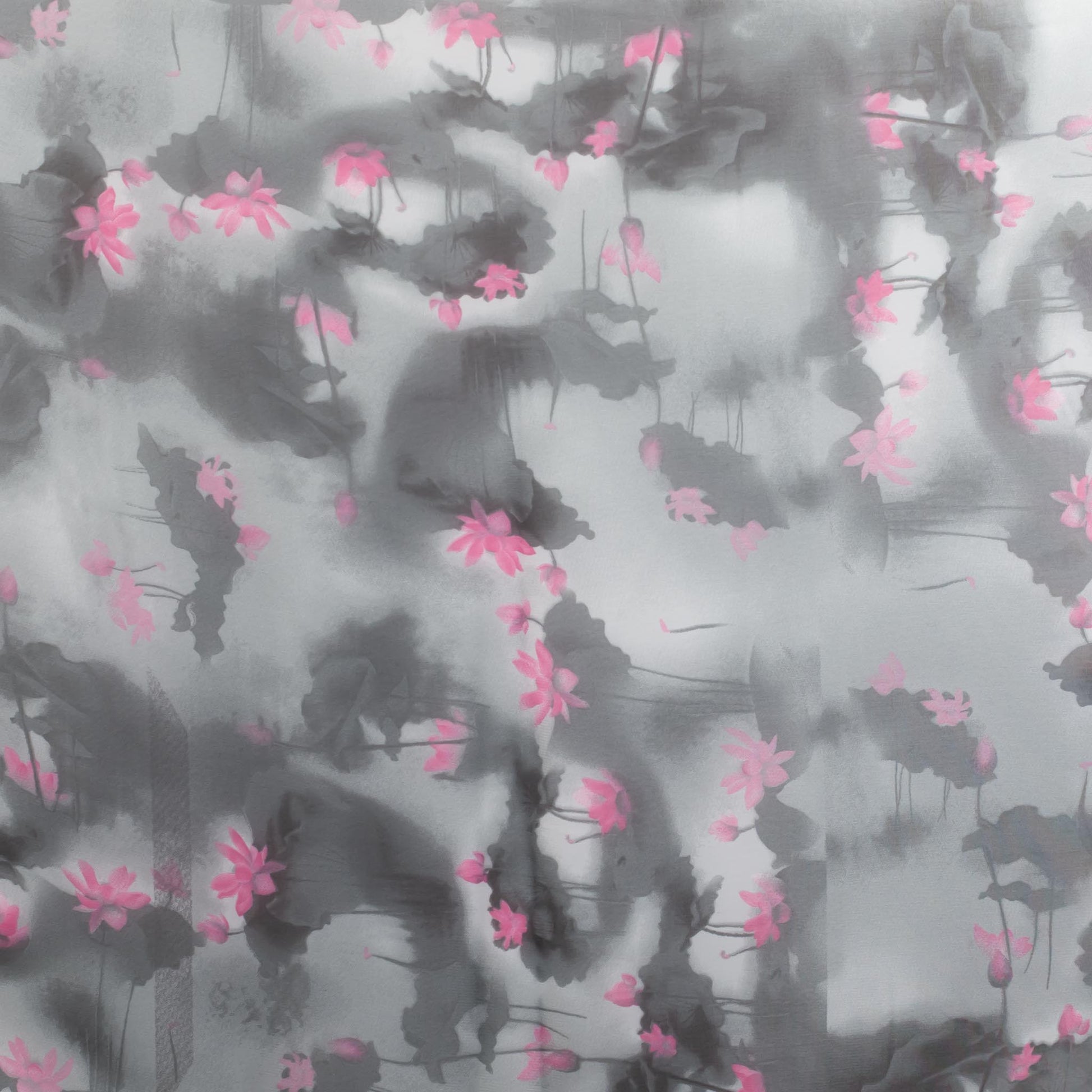 Eșarfă fină cu efect de mătase, imprimeu black lotus, 150 x 50 cm