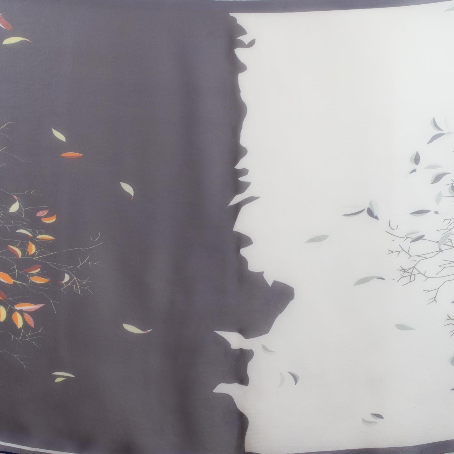Eșarfă fină cu efect de mătase, imprimeu copacul nopții, 160 x 50 cm - Albastru