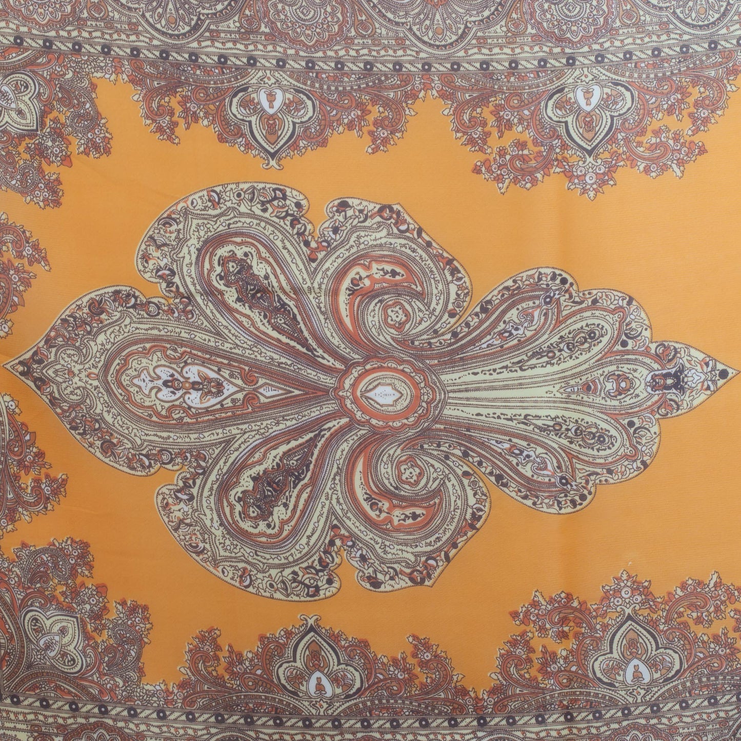 Eșarfă fină cu efect de mătase, imprimeu cu forme orientale, 160 x 50 cm - Ocru