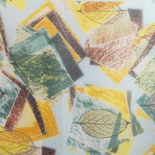Eșarfă fină cu efect de mătase, imprimeu cu frunze și secțiuni colorate, 150 x 45 cm - Fresh Lime