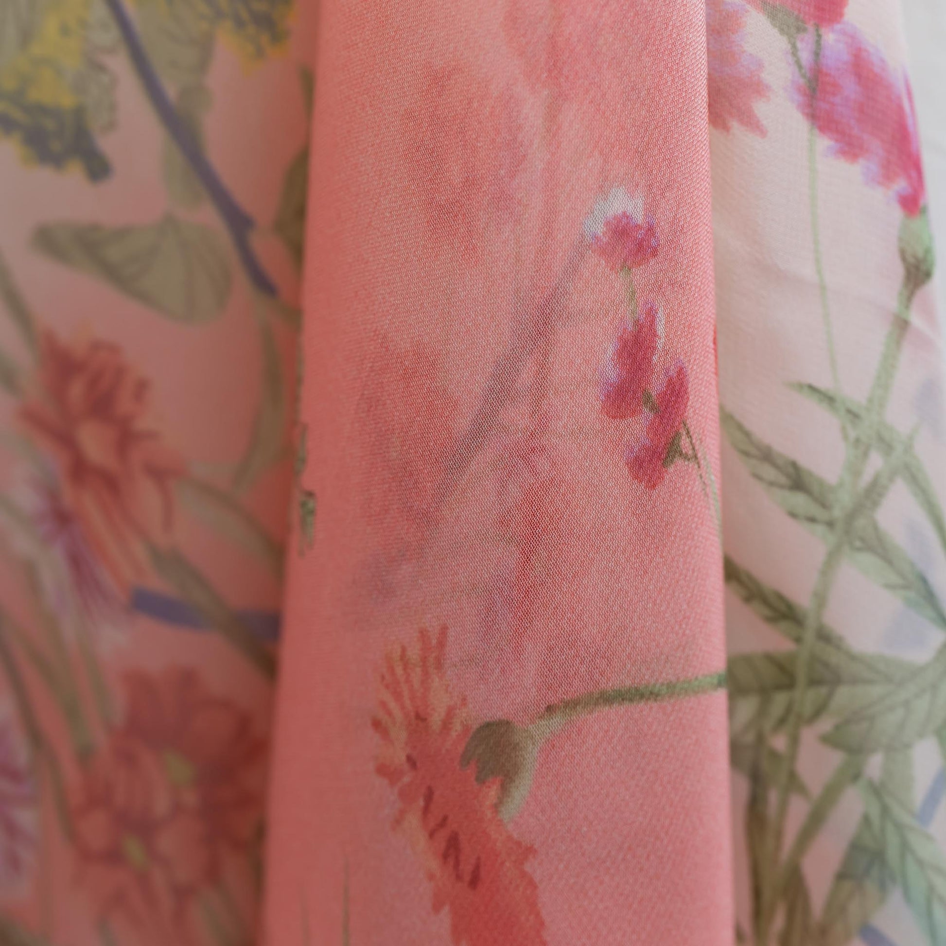 Eșarfă fină cu efect de mătase, imprimeu delicate wild flowers, 160 x 50 cm - Strawbery