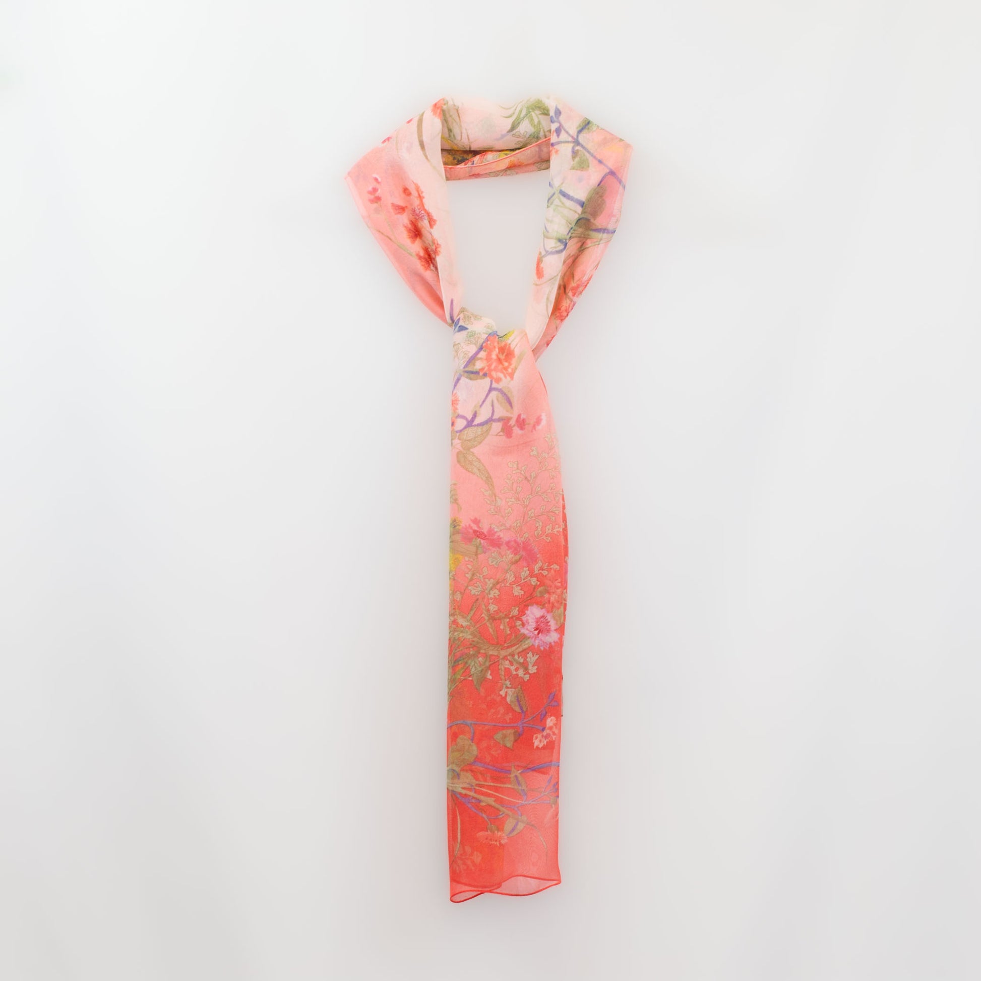 Eșarfă fină cu efect de mătase, imprimeu delicate wild flowers, 160 x 50 cm - Strawbery