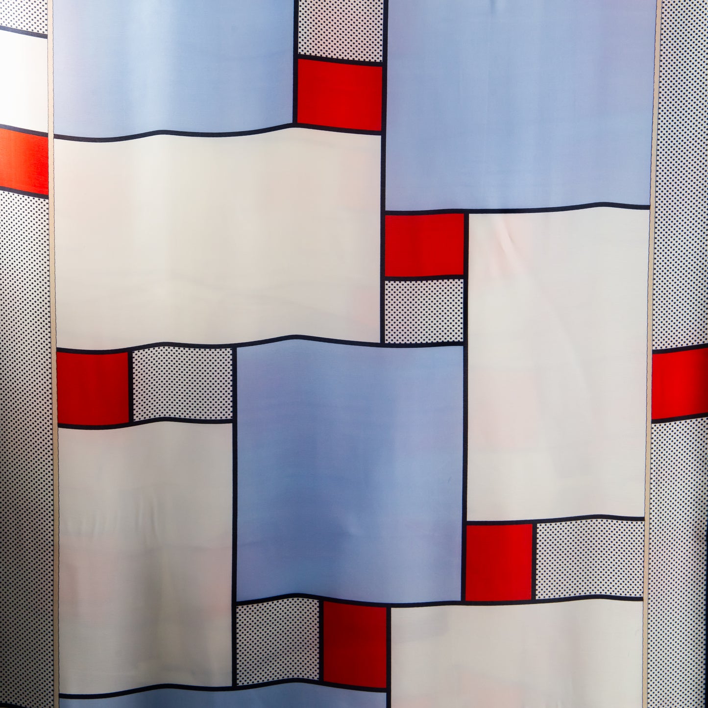 Eșarfă fină cu efect de mătase, imprimeu geometric mixt, 180 x 92 cm - Albastru, Roșu