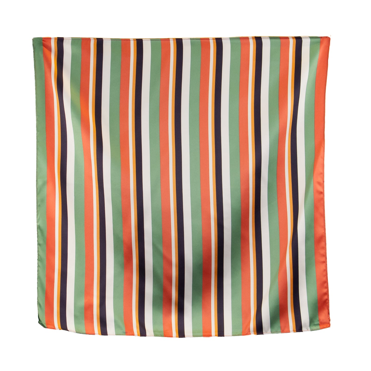 Eșarfă fină cu efect de mătase, imprimeu în dungi, 61 x 61 cm - Verde, Portocaliu