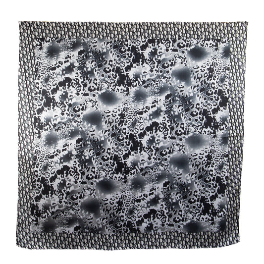 Eșarfă fină cu efect de mătase, imprimeu leopard, 90 x 90 cm - Negru, Alb