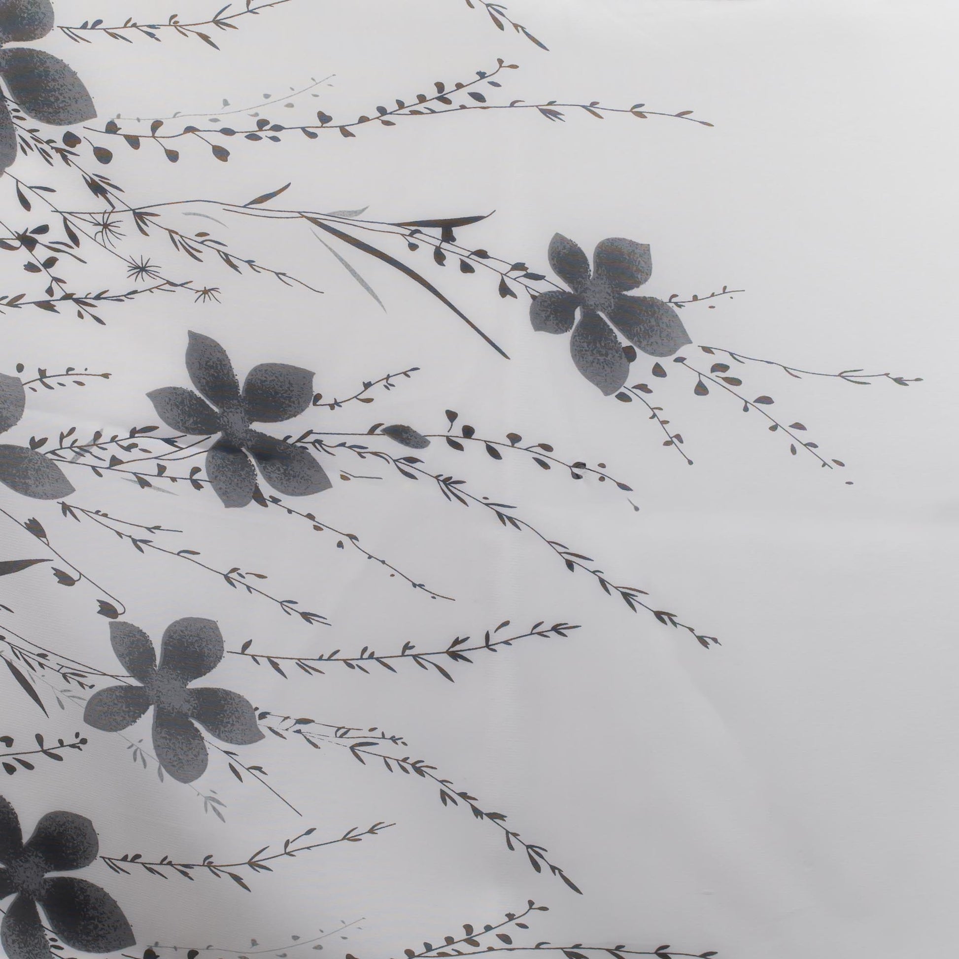 Eșarfă fină cu efect de mătase, imprimeu minimal flowers, 150 x 50 cm - Alb Negru