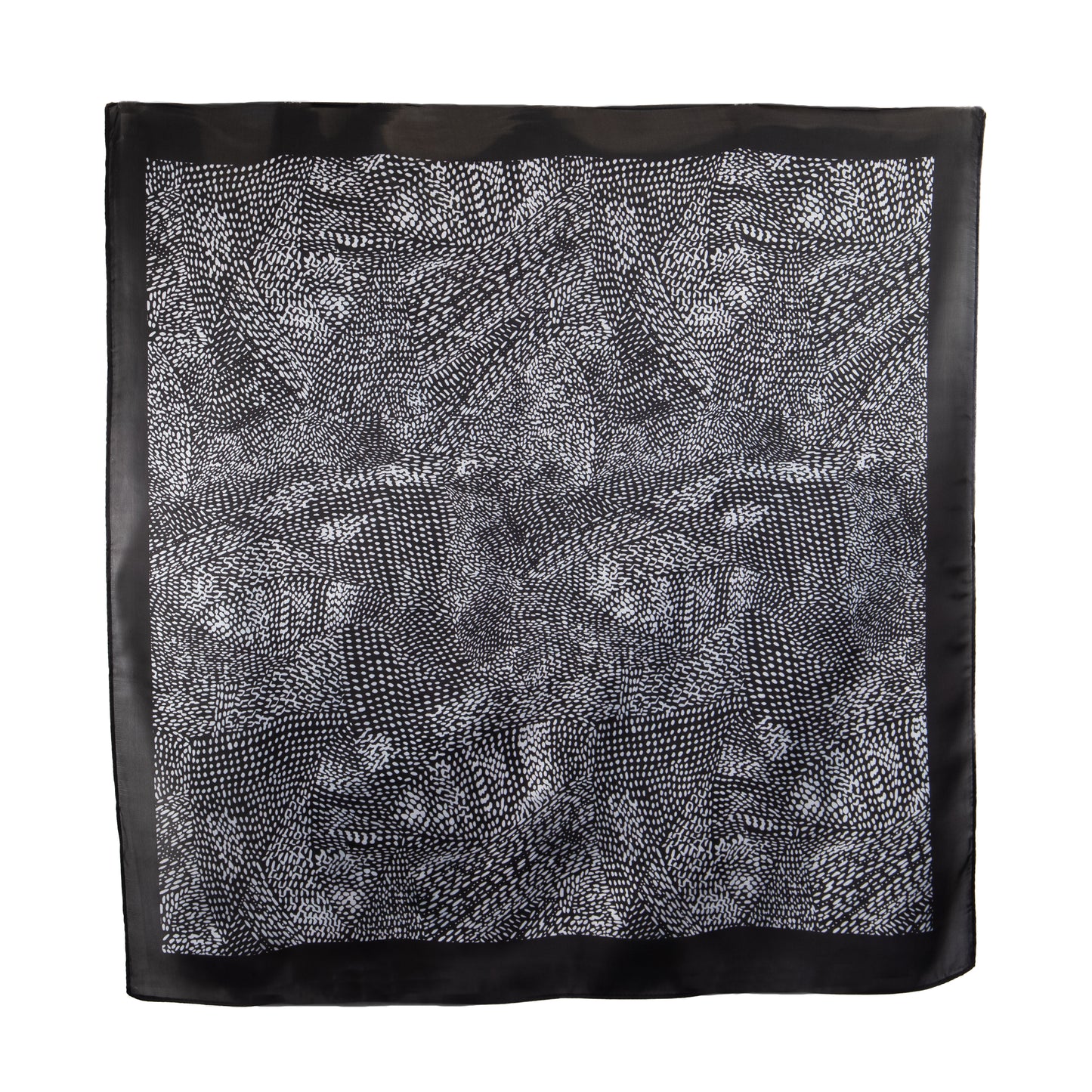 Eșarfă fină cu efect de mătase, imprimeu minimalist, 70 x 70 cm - Negru, Alb