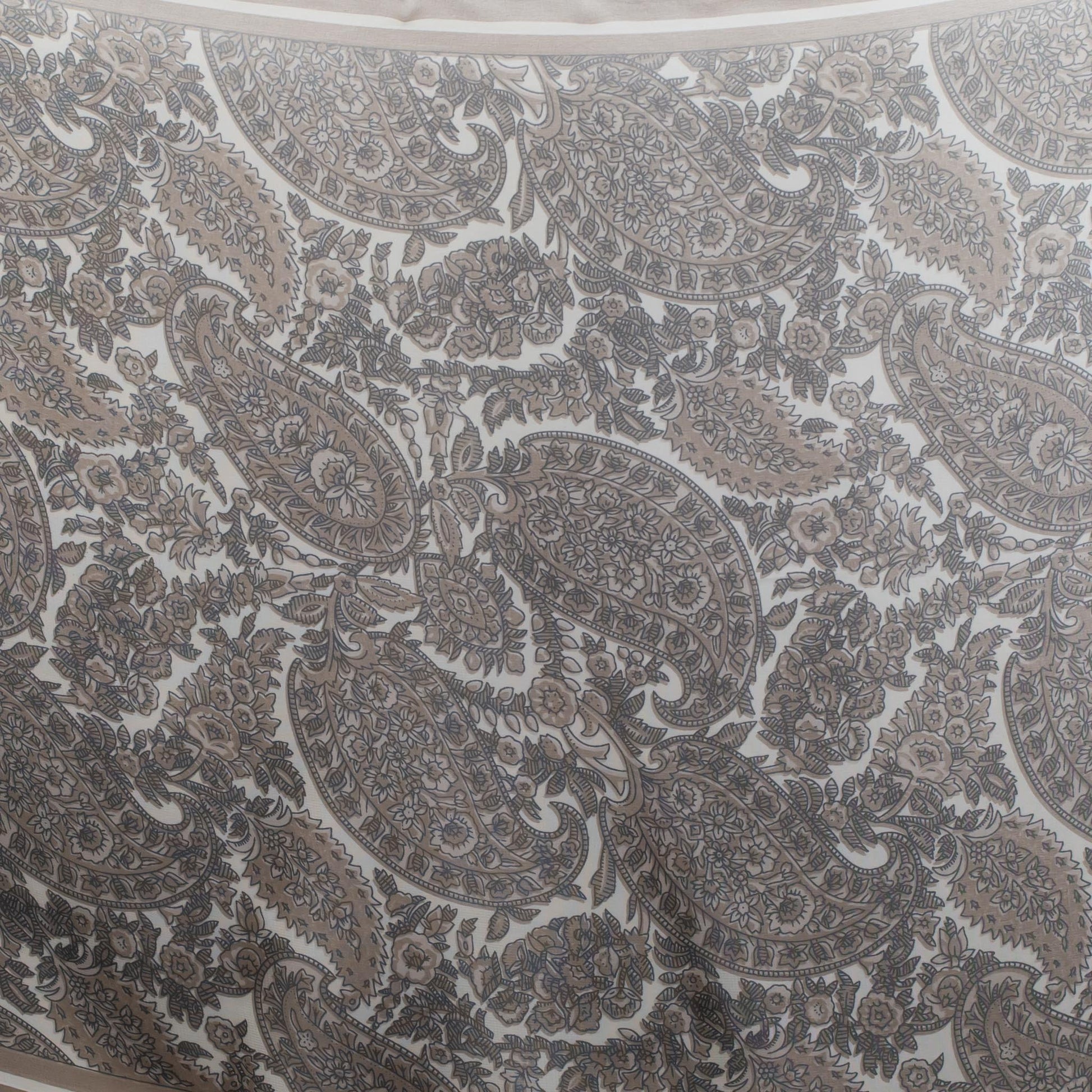 Eșarfă fină cu efect de mătase, imprimeu paisley floral, 160 x 50 cm - Bej