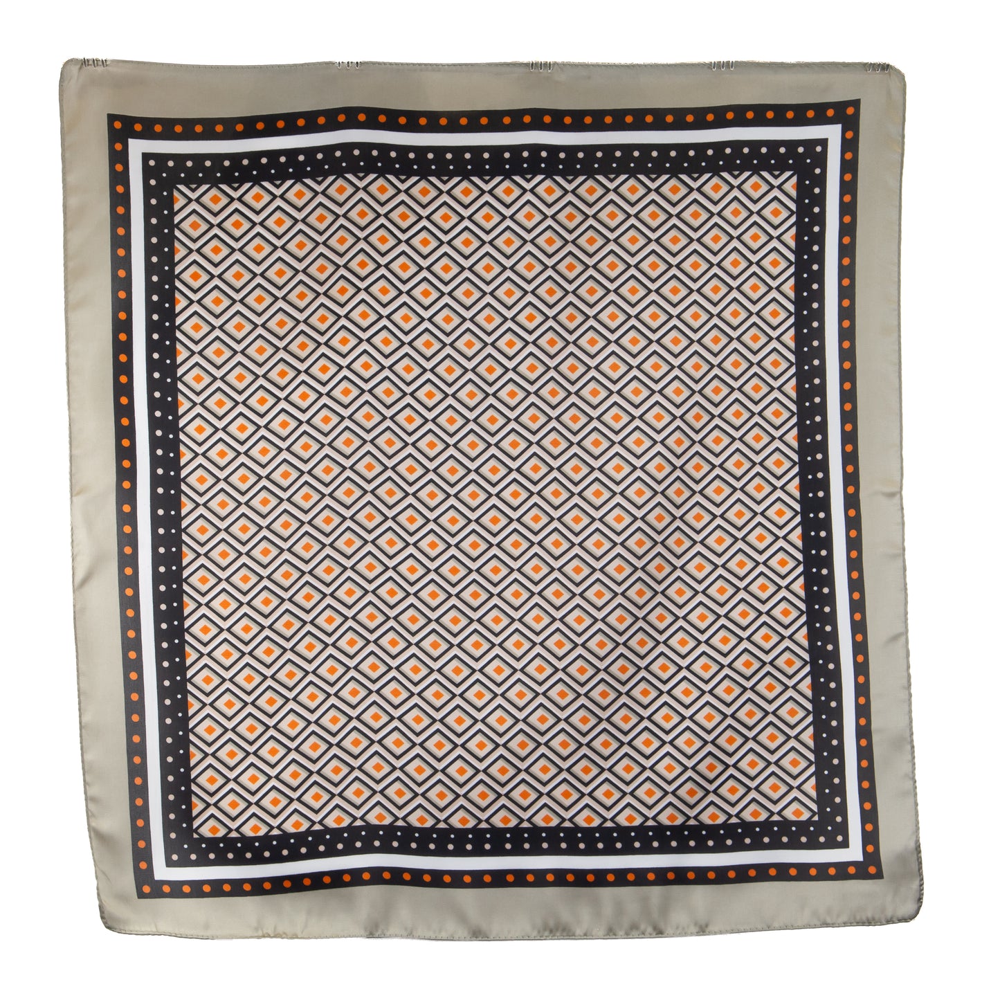 Eșarfă fină cu efect de mătase, model cu romburi, 56 x 56 cm - Maro