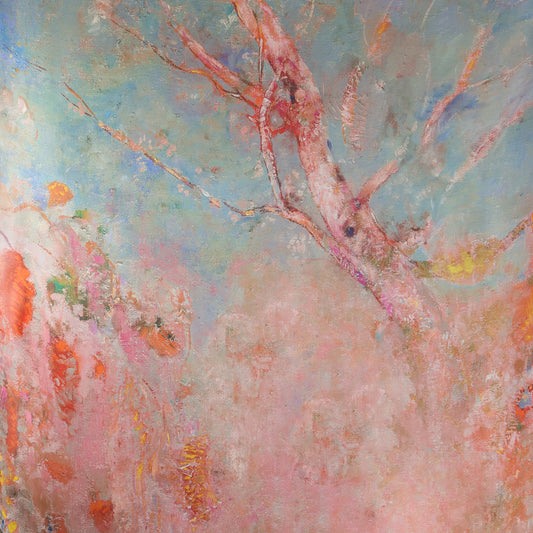 Eșarfă fină cu efect de mătase, natură abstractă, 195 x 75 cm - Roz