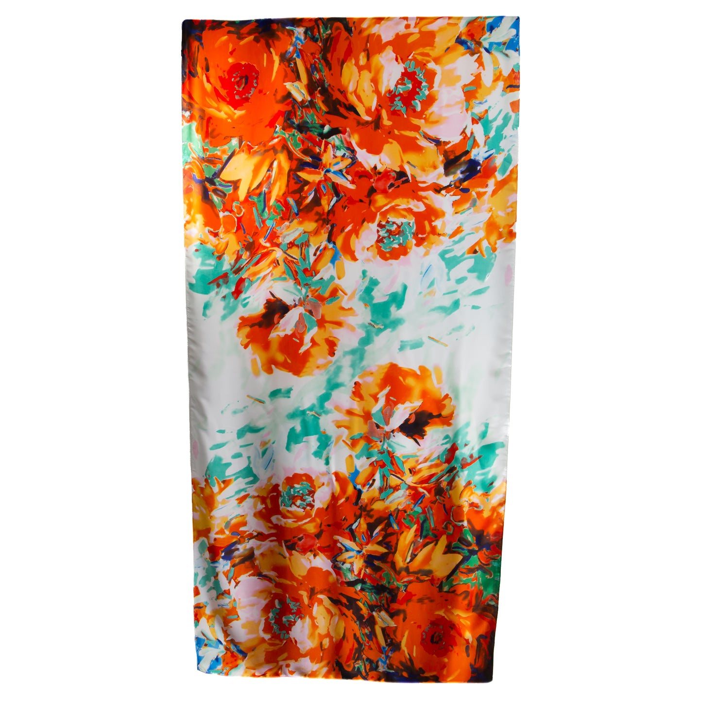 Eșarfă fină și deosebită cu efect de mătase, compoziție florală, 183 x 87 cm - Multicolor