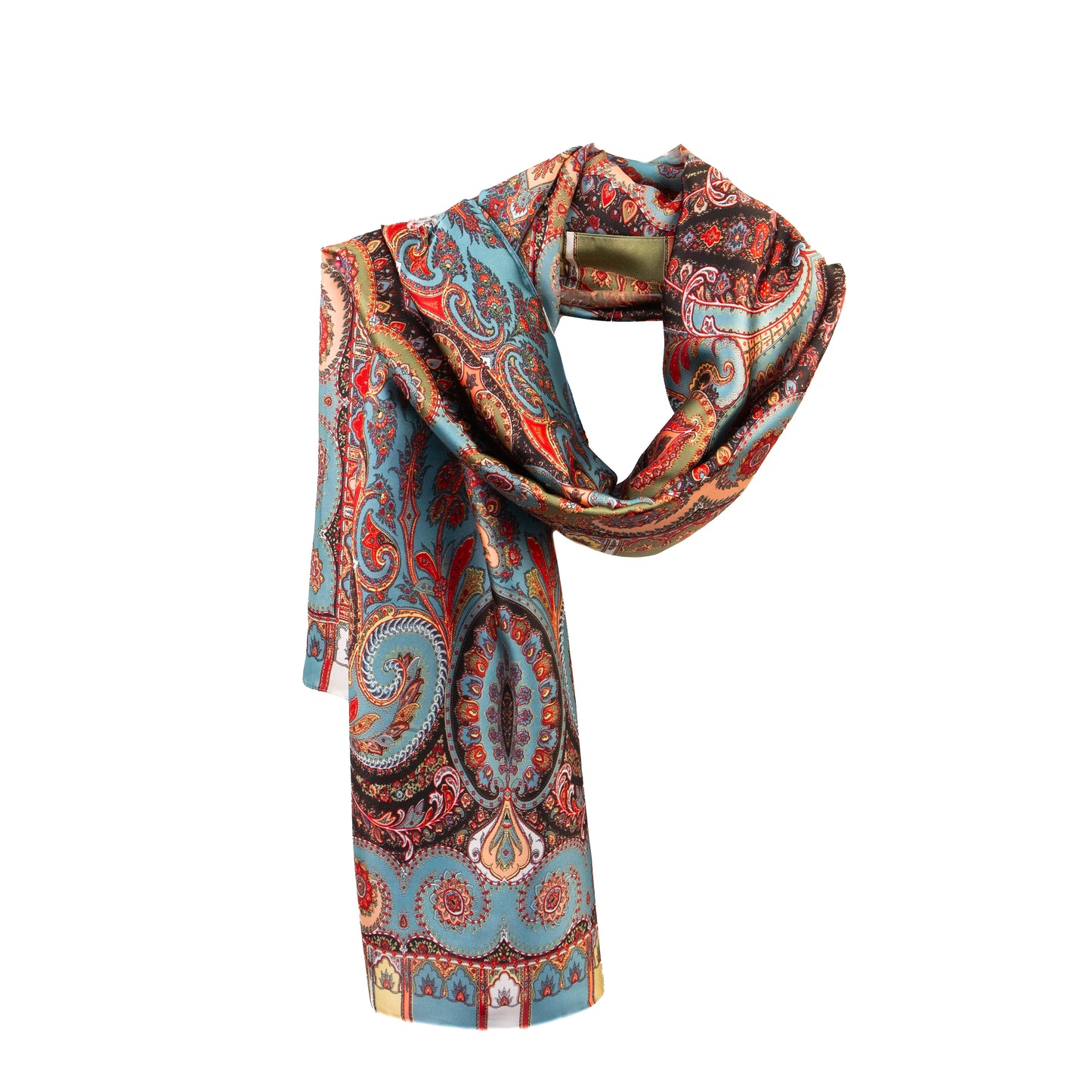 Eșarfă fină și deosebită cu efect de mătase cu motive orientale, 183 x 80 cm - Multicolor