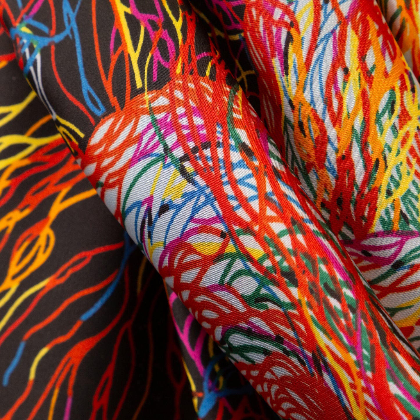Eșarfă fină și deosebită cu efect de mătase, fantezie abstractă, 183 x 80 cm - Multicolor