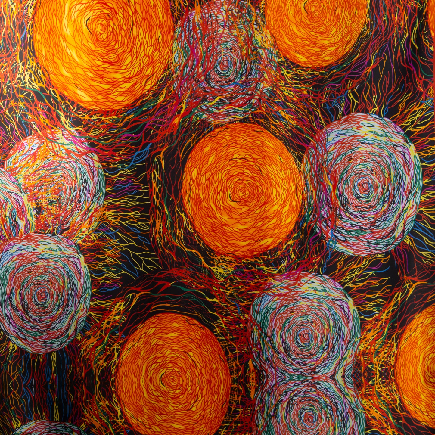 Eșarfă fină și deosebită cu efect de mătase, fantezie abstractă, 183 x 80 cm - Multicolor